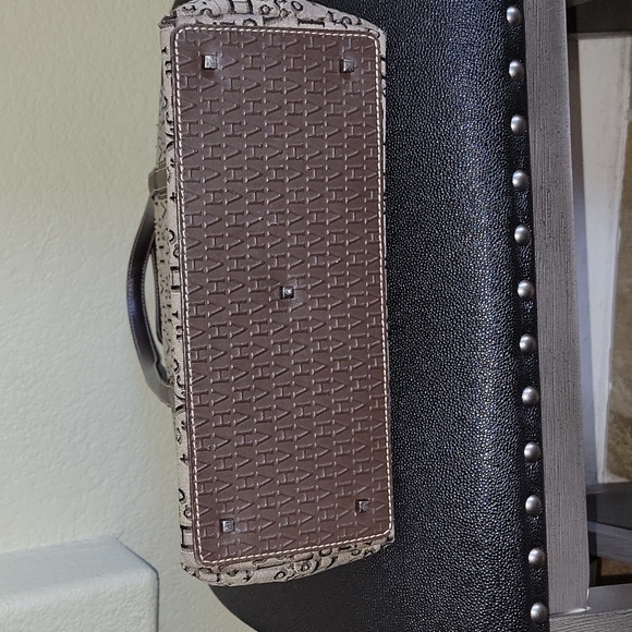 Vintage Victor Hugo Logo Satchel Brown Leather Trim - Picture 12 of 15